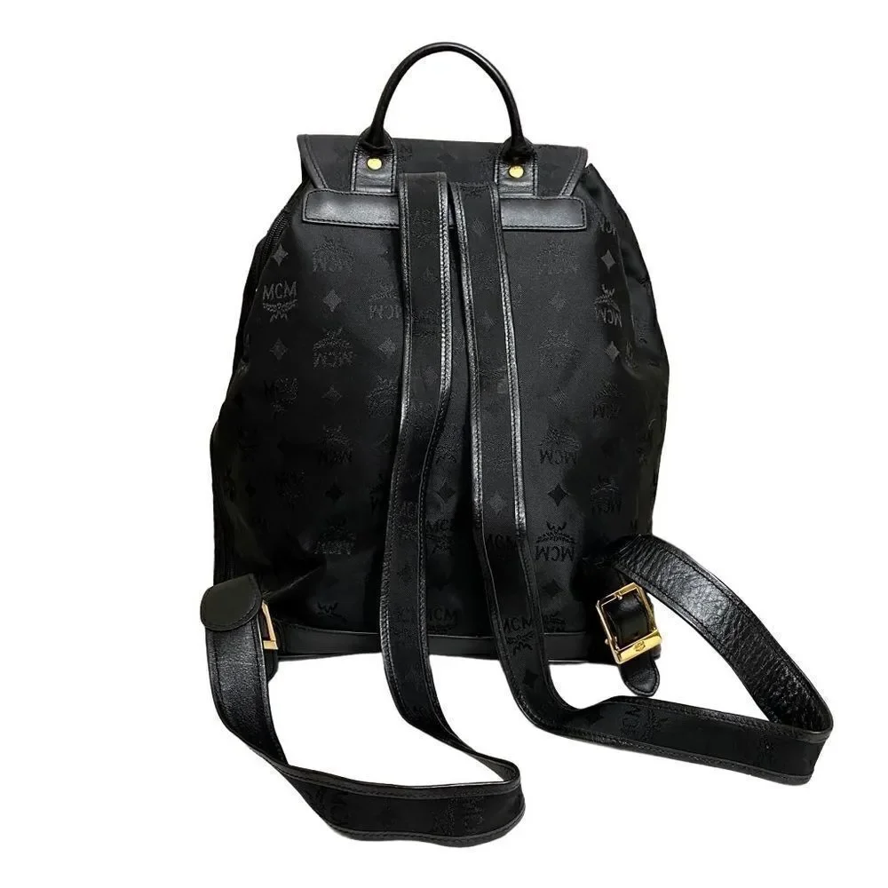 MCM Nylon Leather Backpack Black  Y0130